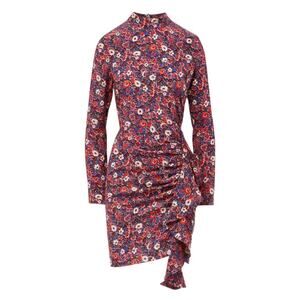Veronica Beard Louella Purple Red Floral High Neck Long Sleeve Dress Size 6 NWOT